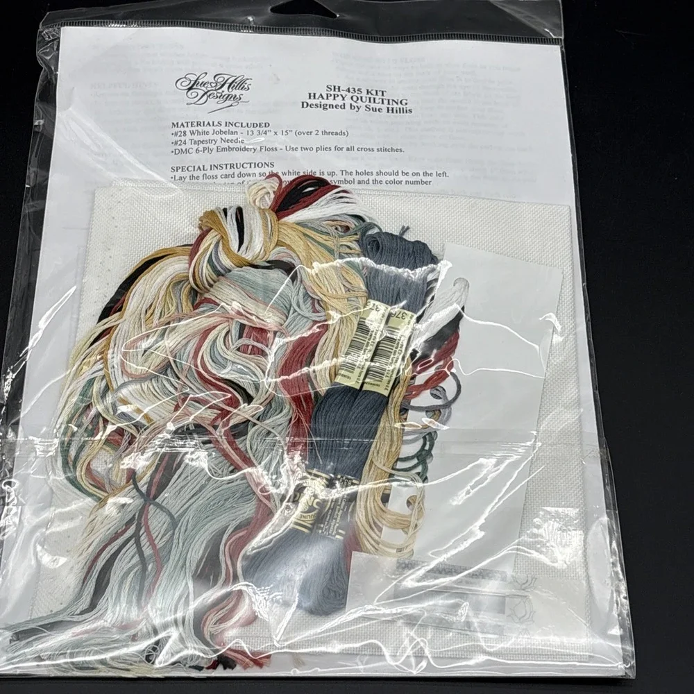 Sue Hillis Designs Happy Quilting Cross Stitch Kit Premium Jobelan DMC Floss